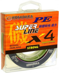 Леска плетен. Kosadaka "SUPER LINE PE X4" 150м, цв. light green, 0,12мм, 4,7кг