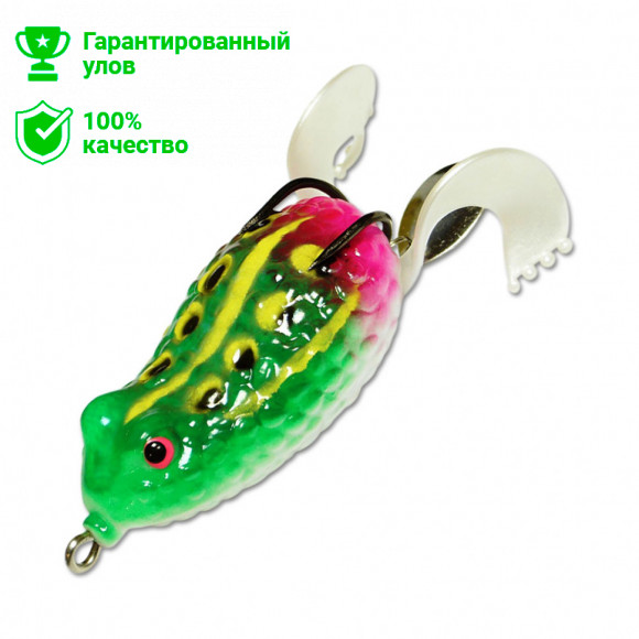 Приманка-незацепл. мягк. оснащ. плав. Лягушка-спиннер LF17 50mm, 12g, цвет C34 (Kosadaka)