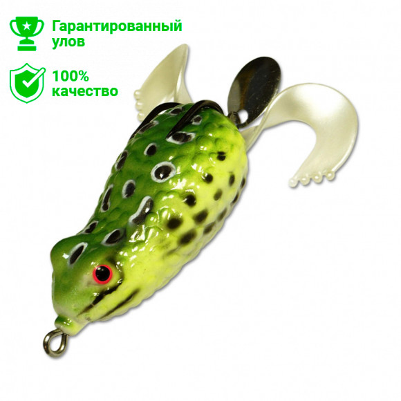 Приманка-незацепл. мягк. оснащ. плав. Лягушка-спиннер LF17 50mm, 12g, цвет C36 (Kosadaka)