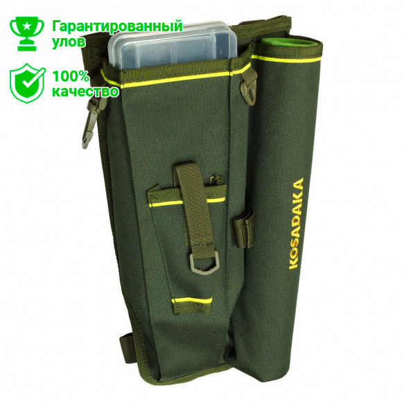 Сумка Kosadaka M10, зеленая, набедрен.со стаканом для спиннинга и коробкой