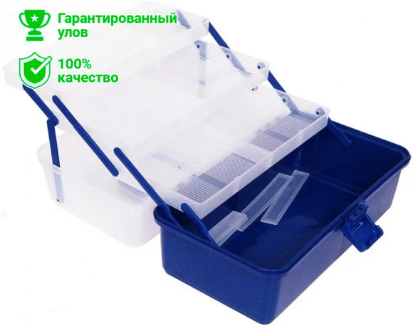 Ящик Kosadaka TB-S06-BLU, для снастей и мелочей, 3 полки, синий 