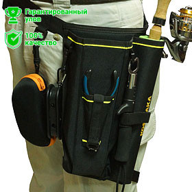 Сумка Kosadaka M10, черная, набедрен. со стаканом для спиннинга и коробкой