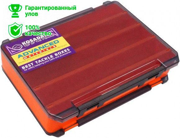 Коробка Kosadaka TB-S61A-OR для воблеров двухстор., продольн.секц., оранжевая 