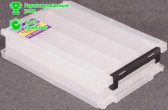 Коробка Kosadaka TB-S61B-CL для воблеров двухстор., продольн.секц., прозрачная 