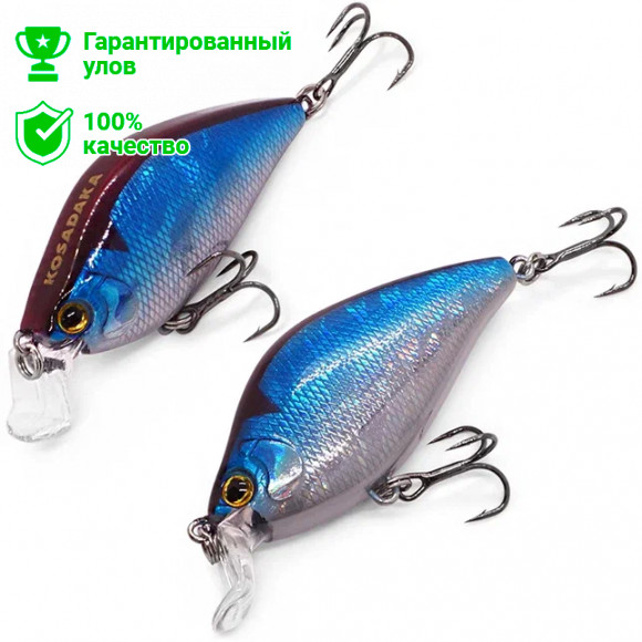 Воблер Kosadaka 3D Flat Crank 55F, плав., 55мм, 7.5г, 0.1-0.6м, цв.BLU