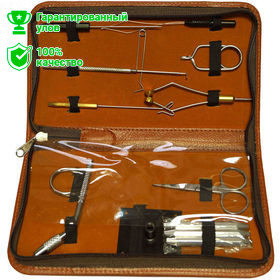 Набор инструментов для вязания мушек с держателем в чехле из кожзам. (Kosadaka)