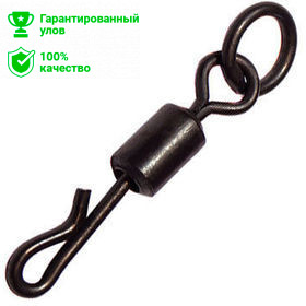 Вертлюг быстросъемный с кольцом Covert Q-Shaped swing snap with solid ring №4 (6шт) Kosadaka