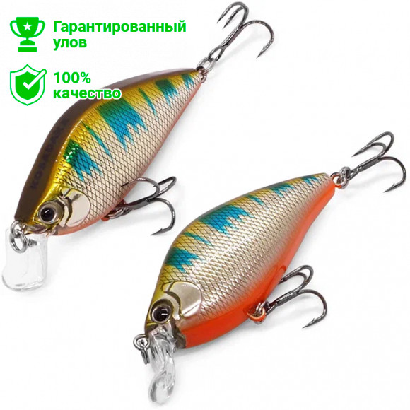 Воблер Kosadaka 3D Flat Crank 55F, плав., 55мм, 7.5г, 0.1-0.6м, цв.GBR