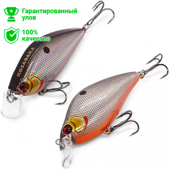 Воблер Kosadaka 3D Flat Crank 55F, плав., 55мм, 7.5г, 0.1-0.6м, цв.GT
