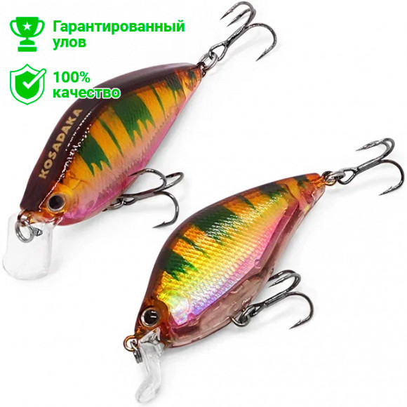 Воблер Kosadaka 3D Flat Crank 55F, плав., 55мм, 7.5г, 0.1-0.6м, цв.NT