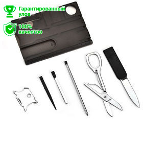 Мультитул-карта "Kosadaka" (пинцет,ручка,ножницы,нож,отвертки,лупа,фонарик) нерж.ст./ABS-плас. N-CSW