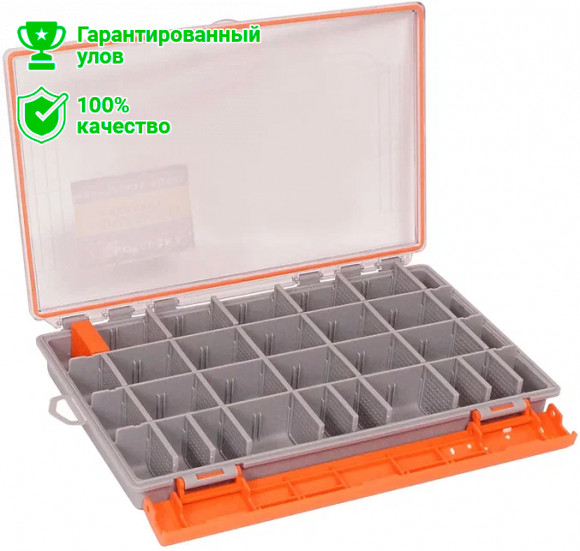 Коробка Kosadaka TB-S67-OR герм. 4 продольн.секции + доп. вставки, оранжевая 