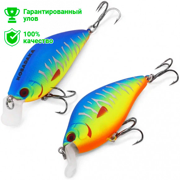 Воблер Kosadaka 3D Flat Crank 55F, плав., 55мм, 7.5г, 0.1-0.6м, цв.REV