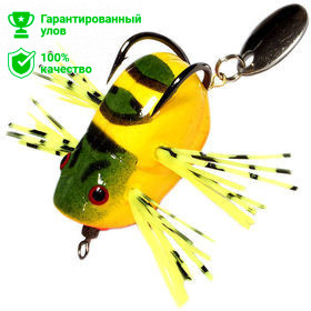 Приманка-незацеп.мягк.оснащ.плав. Лягушка-поппер-спинер им.лапкок LB10 30mm, 4g, цвет G03 (Kosadaka)