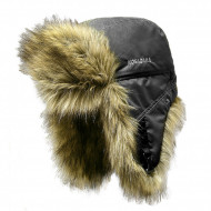 Шапка ушанка "Arctic" плащевка чёрн / мех волк