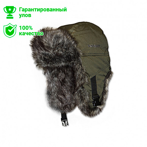 Шапка ушанка "Arctic" плащевка хаки / мех шиншилла