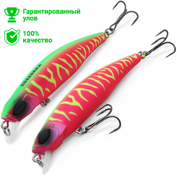 Воблер Kosadaka TIDE Minnow xs 75F плав., 75мм, 7.7г, 0.2-0.5м, цв.ROS