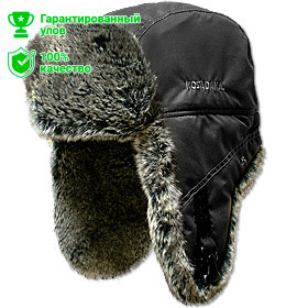 Шапка ушанка "Arctic" плащевка чёрн / мех шиншилла