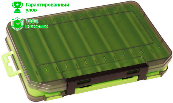 Коробка Kosadaka TB-S31D-GRN, 20*13.5*3.5см для воблеров, двухсторонняя, зелёная