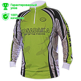 Футболка Kosadaka Серо-зеленая, Sunblock, дл.рукав, XXL