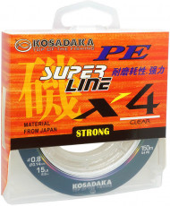 Леска плетен. Kosadaka "SUPER LINE PE X4" 150м, цв. clear, 0,12мм, 4,7кг Леска плетен. Kosadaka "SUPER LINE PE X4" 150м, цв. clear, 0,12мм, 4,7кг